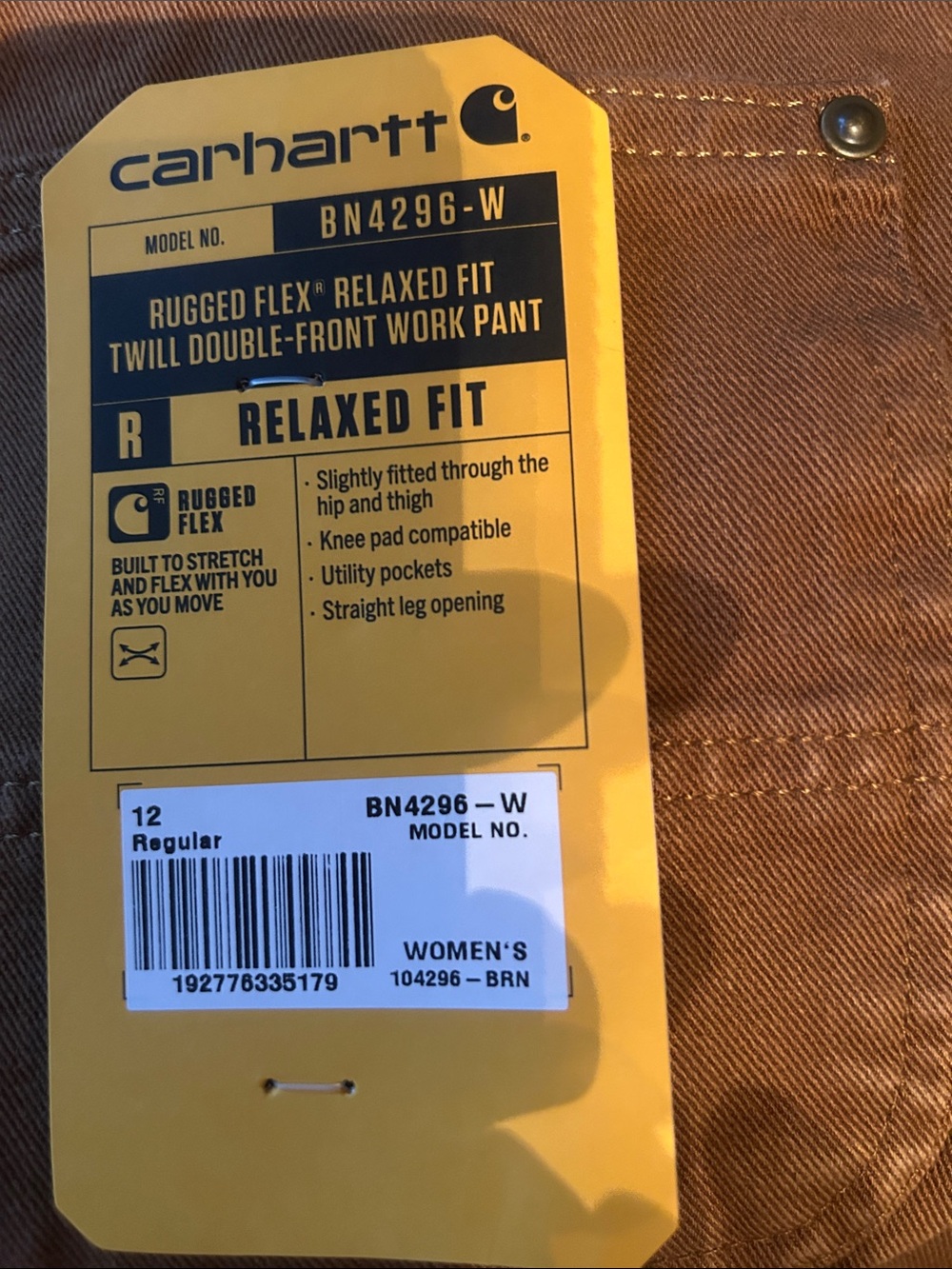 Carhartt Brown Relaxed Women’s Jeans with Logo Patch - Picture 6 of 7